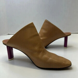 Vetements Demna Gvasalia High Heel Shoe Open Back Heeled Mules Tan Brown Size 36